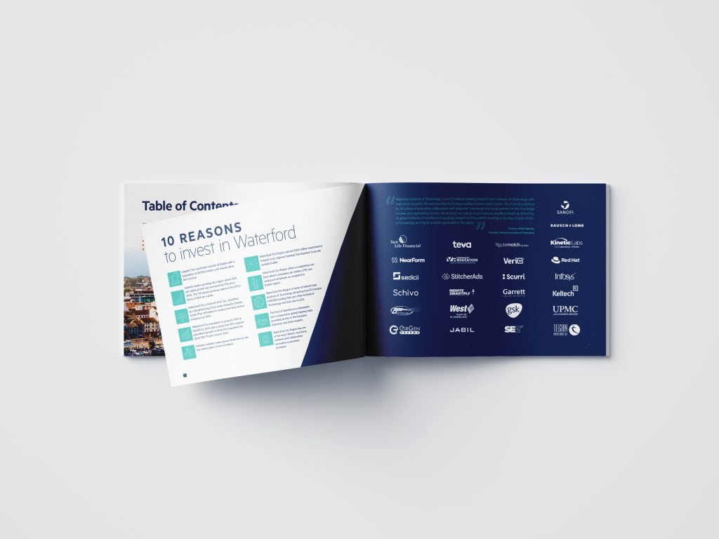 Waterford Investment brochure layout mockup