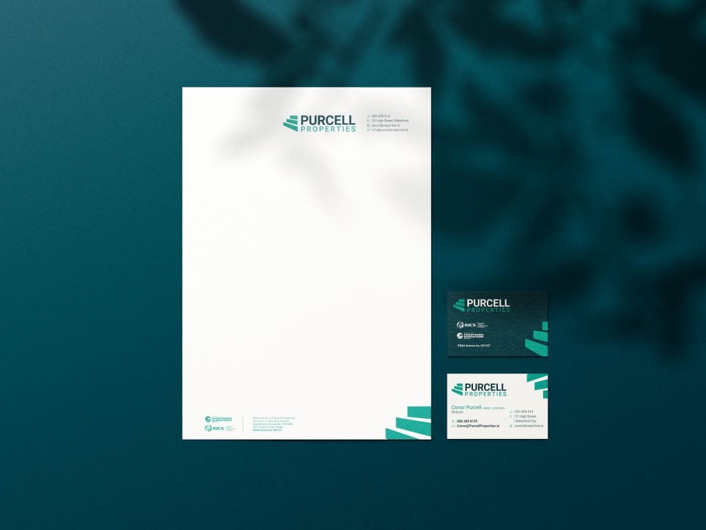 Purcell Properties letterhead & business card mockup